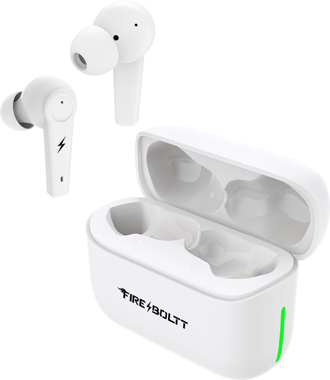 Image of Fire-Boltt Aero Drift TWS Earbuds, Custom EQ Profiles 50H Battery Display Case Quad Mic ENC Bluetooth Headset (White, True Wireless)
