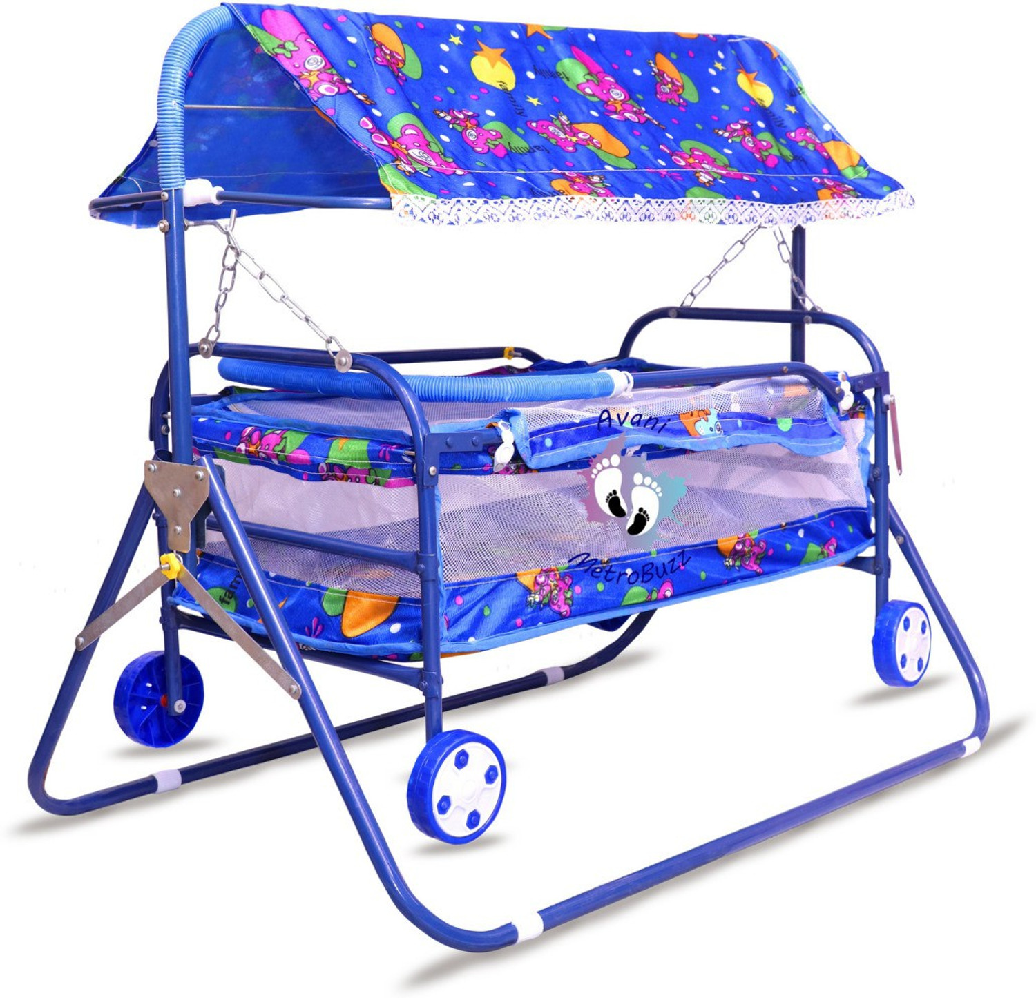 Image of Avani MetroBuzz Baby Foldable Cradle Stroller Pram Stroller (Multi, Blue)