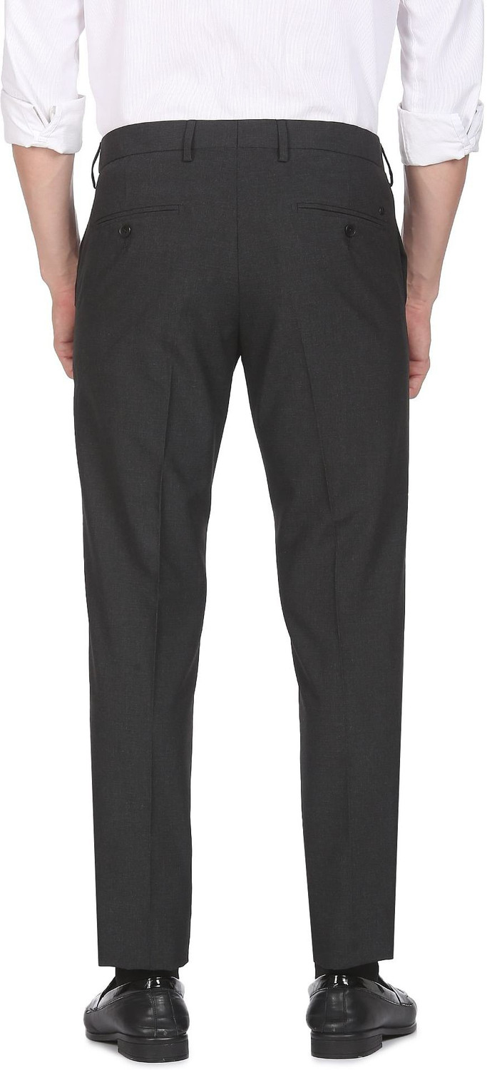 Image of ARROW Men Regular Fit Grey Viscose Rayon Trousers