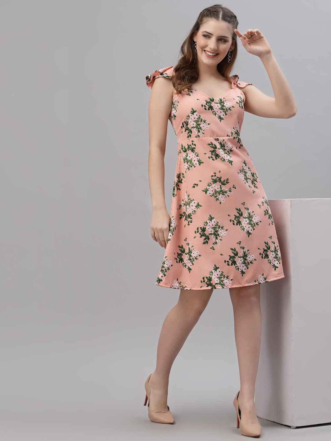 Image of Oomph! Women A-line Orange Knee Length Dress