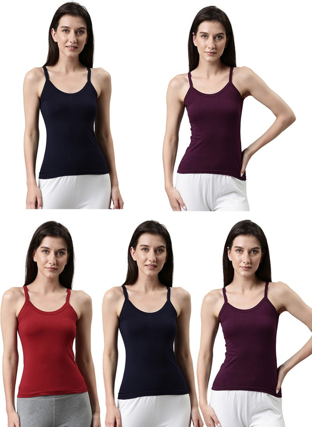 Image of Dixcy Slimz Women Multicolor Camisole (Pack of 5)