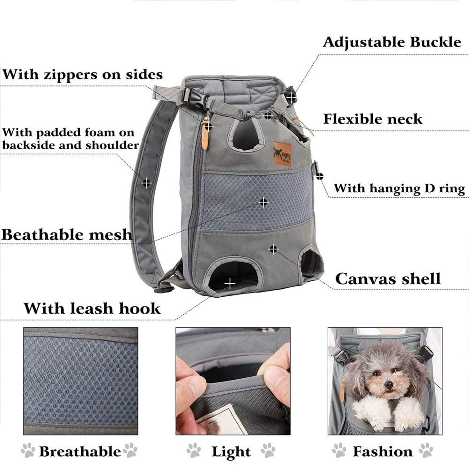 Image of Xigwig Large Grey Backpack Pet Carrier (Suitable For Dog)
