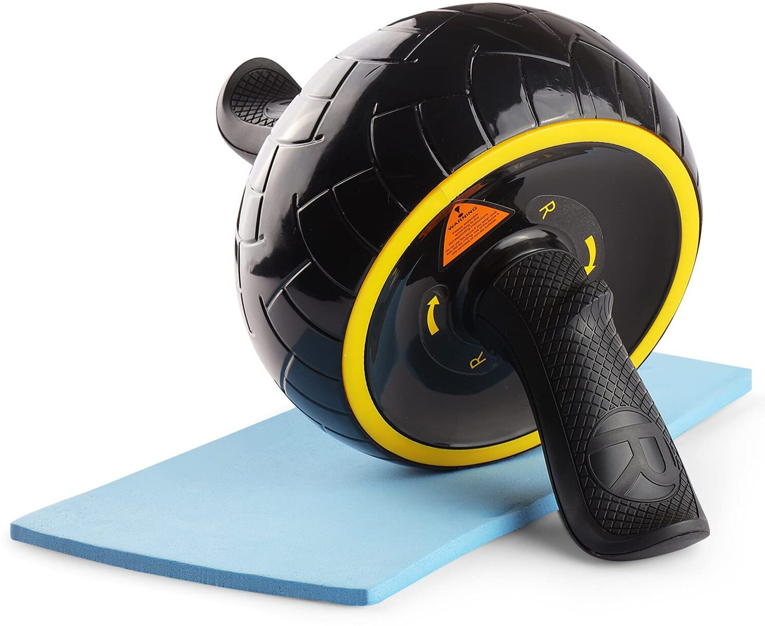 Image of The Cube Anti Skid Ab Roller Wheel | For Abs Workouts At Home with Knee Pad for Men & Women Ab Exerciser (Black, Yellow)