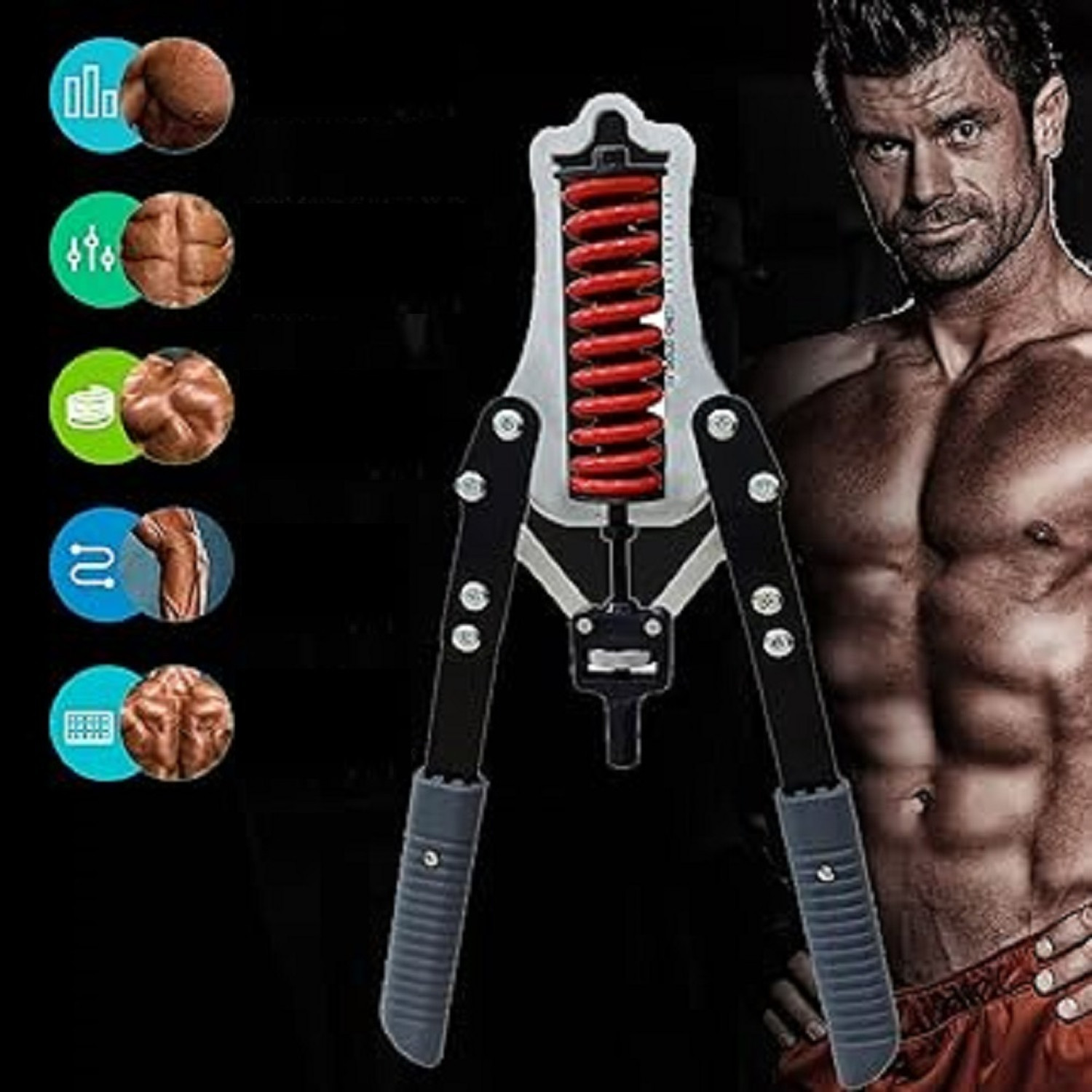Image of Shopeleven Grip Arm Strength Chest Expander Household Fitness Adjustable Speed Arm Trainer Ab Exerciser (Black)