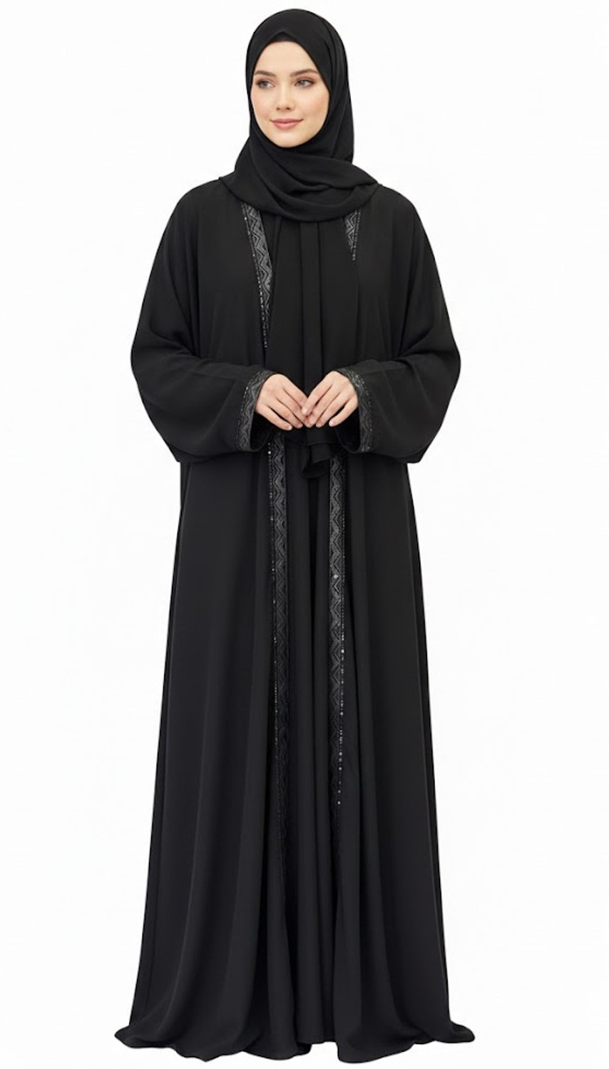 Image of URBIVA COLLECTION Nida Matte Solid Burqa (Black)