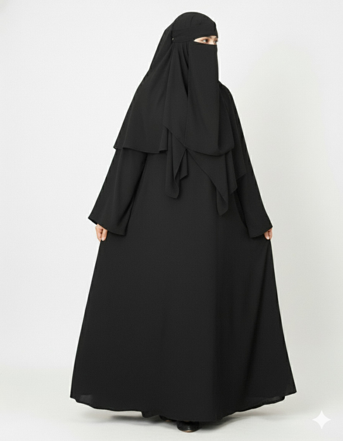 Image of URBIVA COLLECTION Nida Matte Solid Burqa (Black)