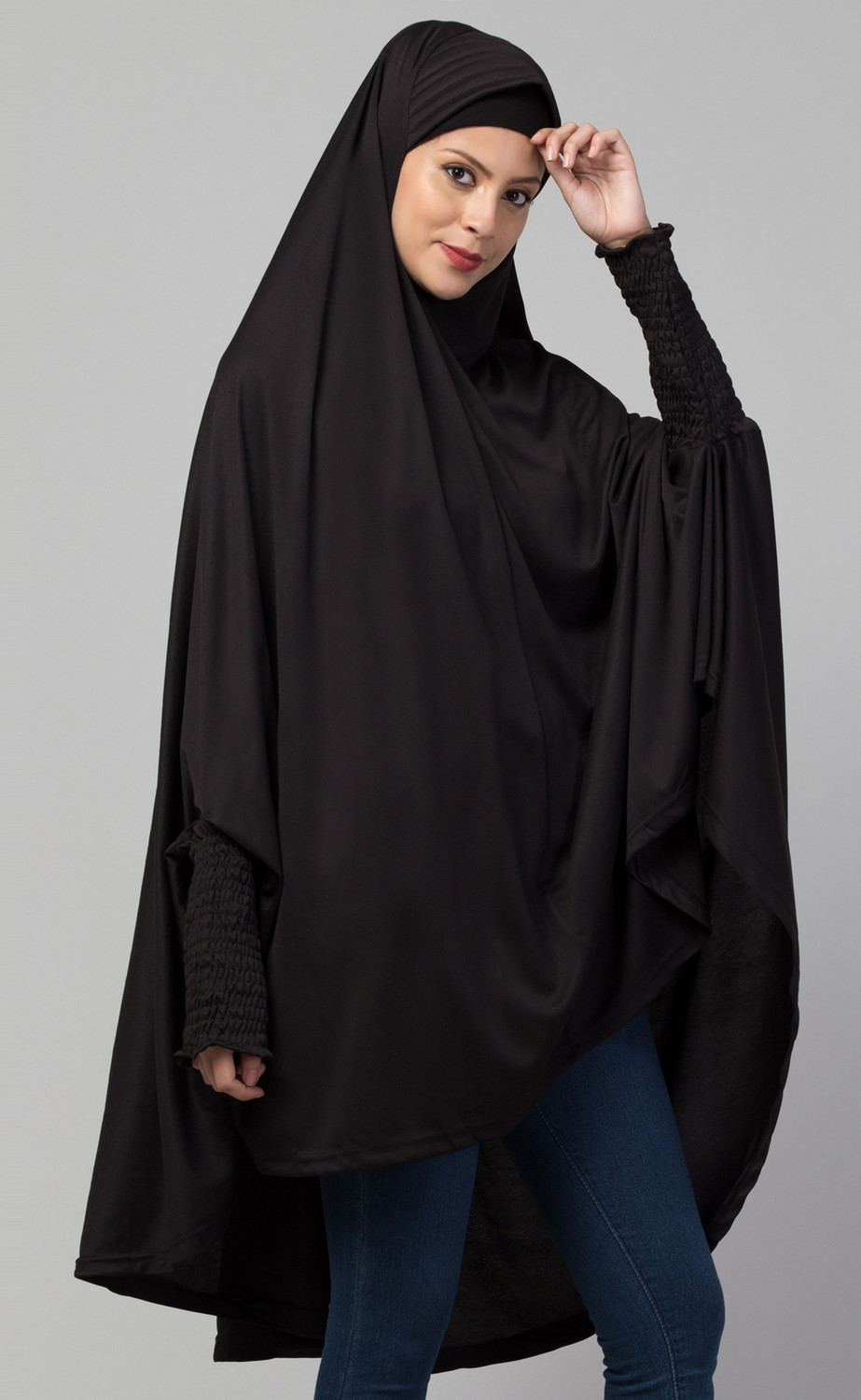 Image of URBIVA COLLECTION Nida Matte Solid Burqa (Black)
