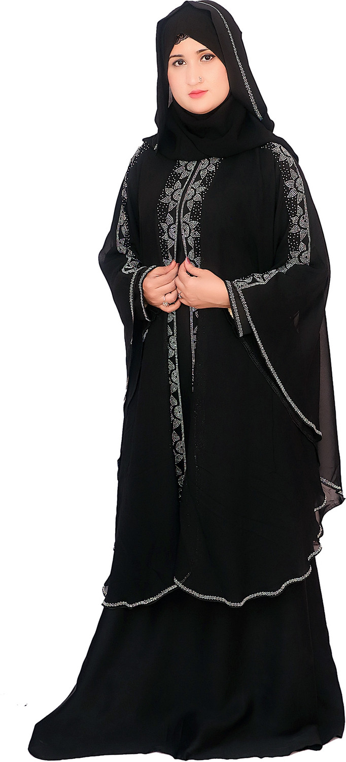 Image of URBIVA COLLECTION Nida Matte Solid Burqa (Black)