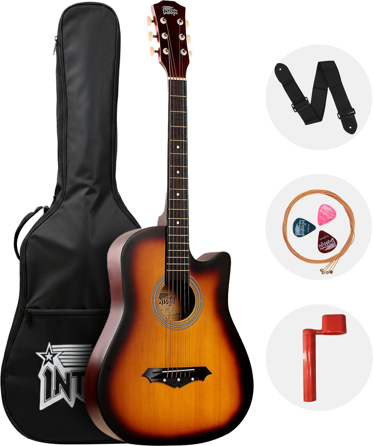 Image of Belear I-280-WBR Couturier 38 Inch Red Spruce Cutaway Acoustic Guitar with Truss Rod Acoustic Guitar Spruce Plastic Right Hand Orientation (Brown)