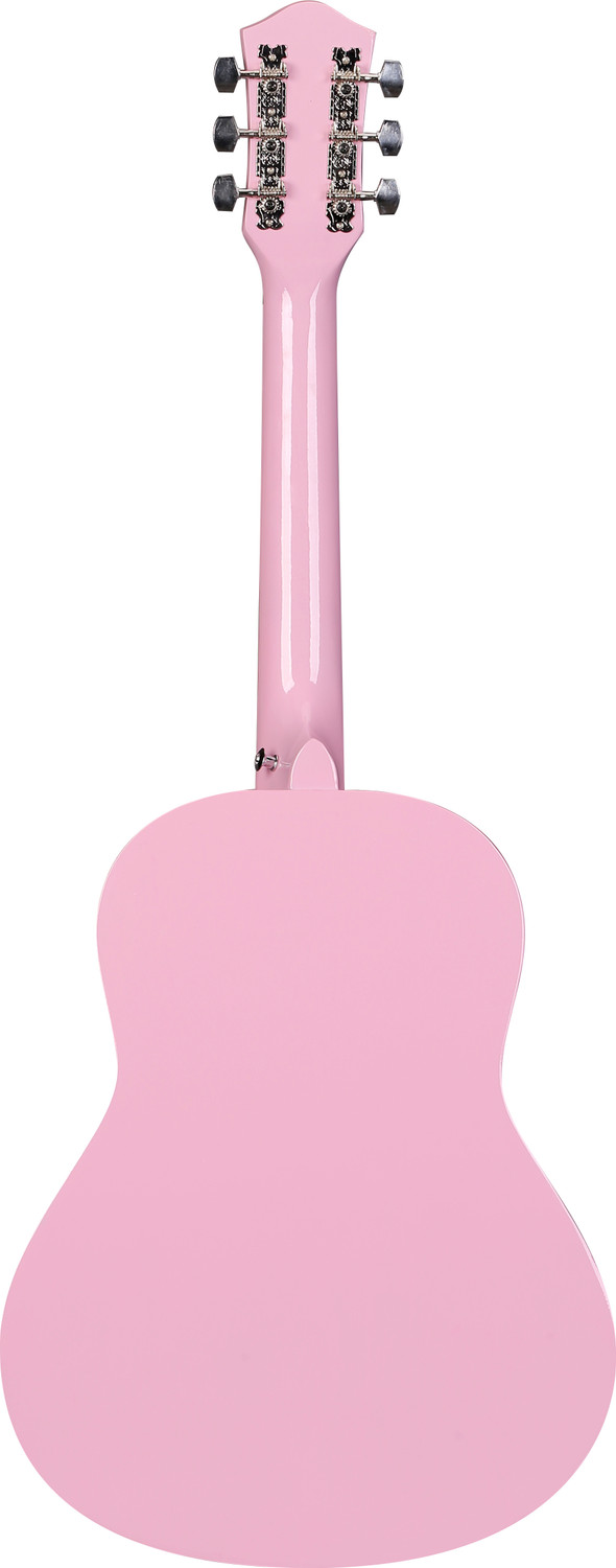 Image of Belear AG36-Pink Dreadnought Travel Guitar Basswood, Linden Wood, Solid Wood Plastic Right Hand Orientation (Pink)