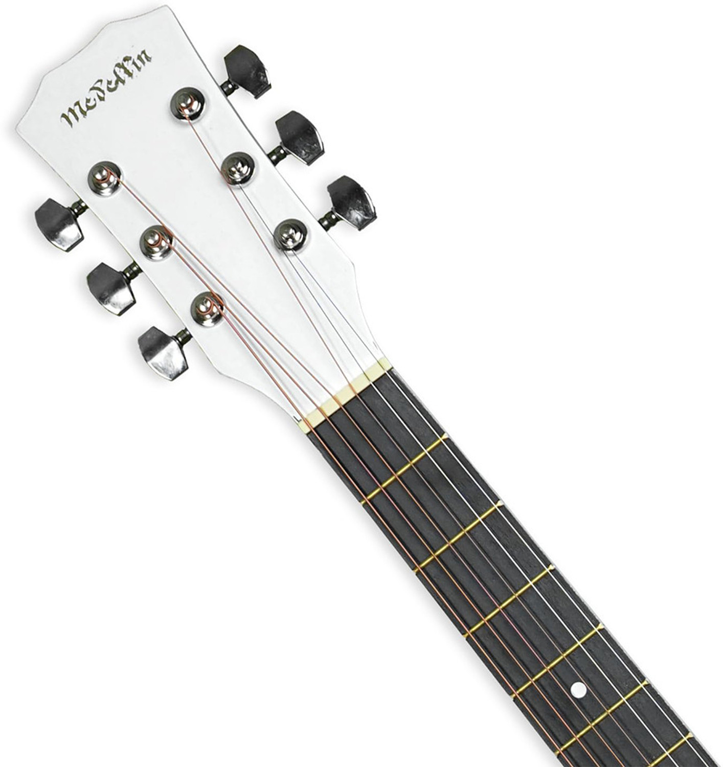 Image of Medellin Acoustic Guitar and Bag (with guitar learning course) White Acoustic Guitar Basswood Rosewood Right Hand Orientation (White)