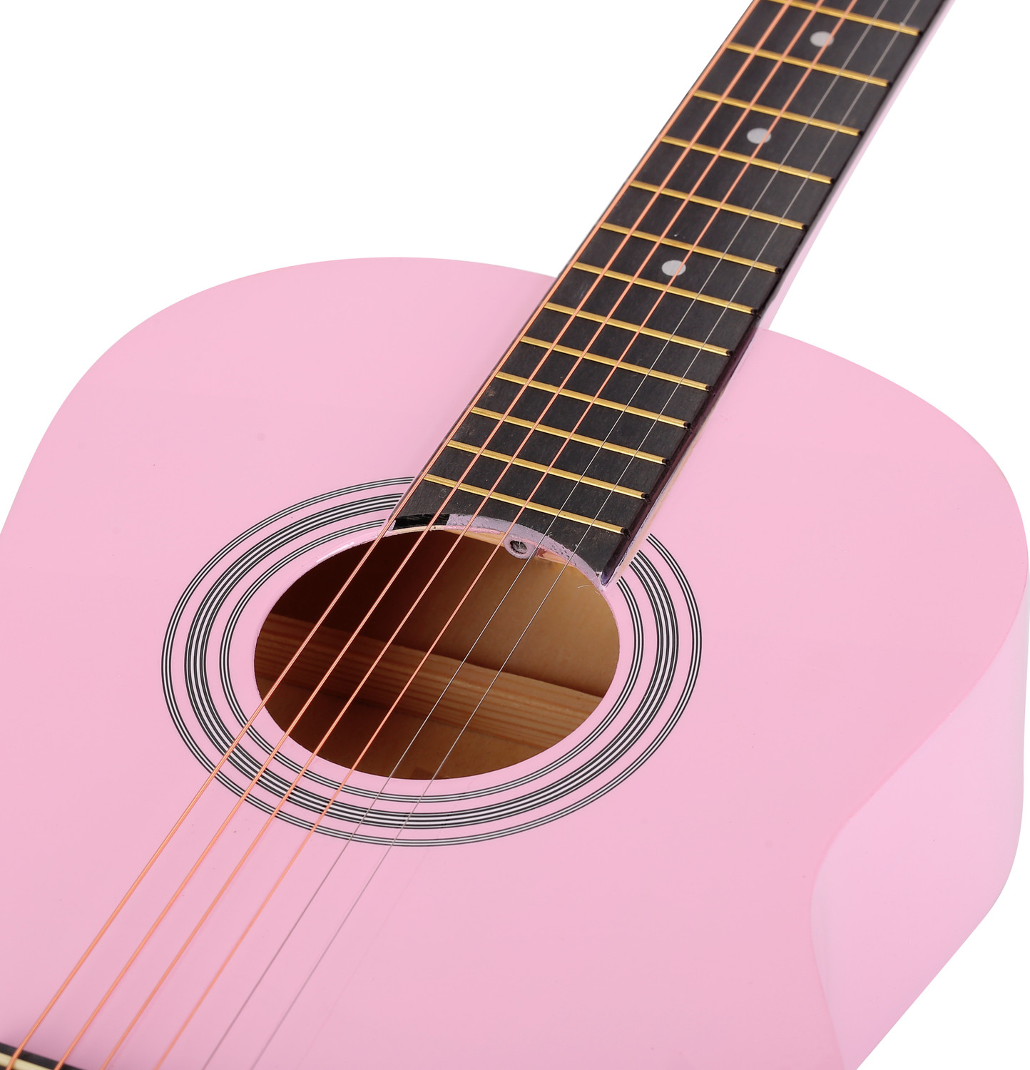 Image of Belear AG36-Pink Dreadnought Travel Guitar Basswood, Linden Wood, Solid Wood Plastic Right Hand Orientation (Pink)