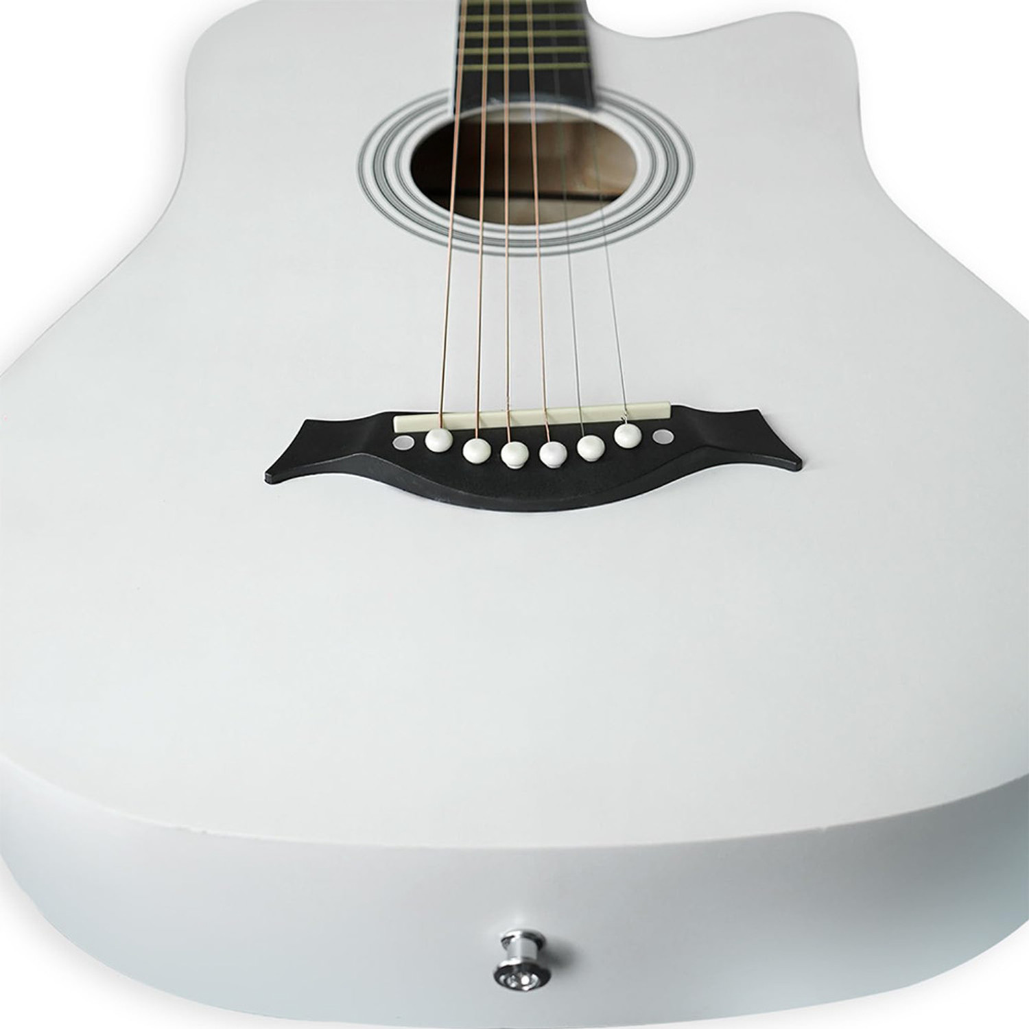 Image of Medellin Acoustic Guitar and Bag (with guitar learning course) White Acoustic Guitar Basswood Rosewood Right Hand Orientation (White)
