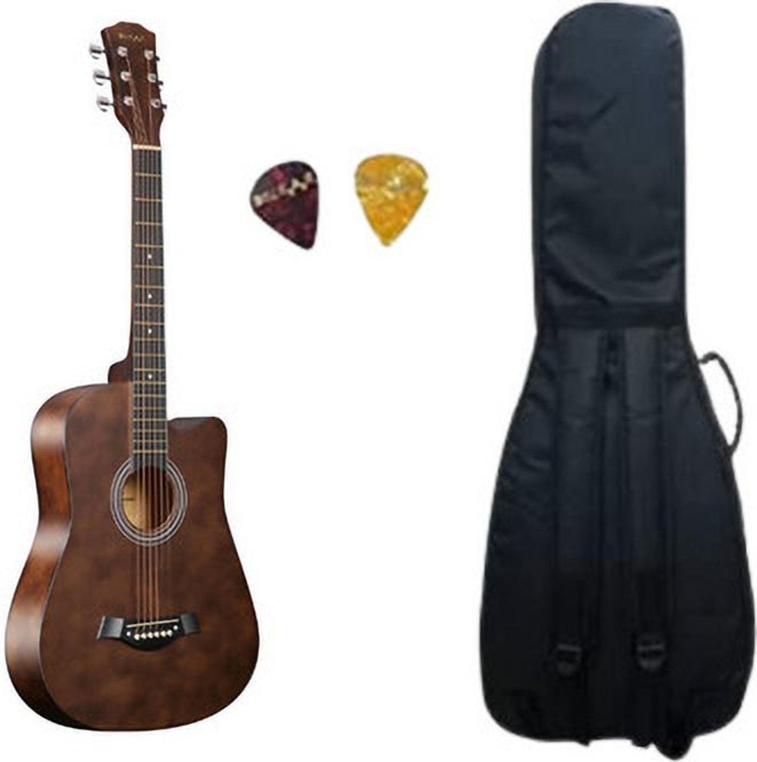 Image of SaGa SF-600C DREADNOUGHT-(Natural Wood) Acoustic Guitar Sapele Mahogany Laminate Hard Wood Right Hand Orientation (Natural)