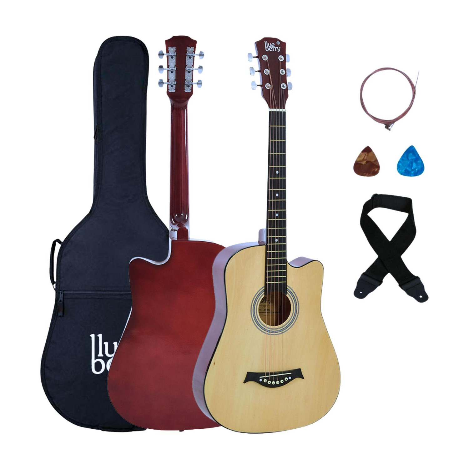 BLUEBERRY 38C Classic Brown, 38 Inch Acoustic Guitar Linden Wood Plastic Right Hand Orientation (Brown) - Image 1
