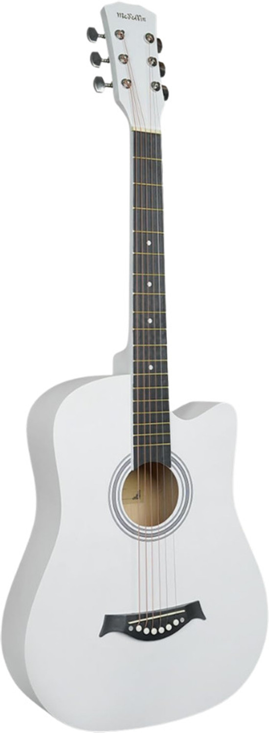 Image of Medellin Acoustic Guitar and Bag (with guitar learning course) White Acoustic Guitar Basswood Rosewood Right Hand Orientation (White)