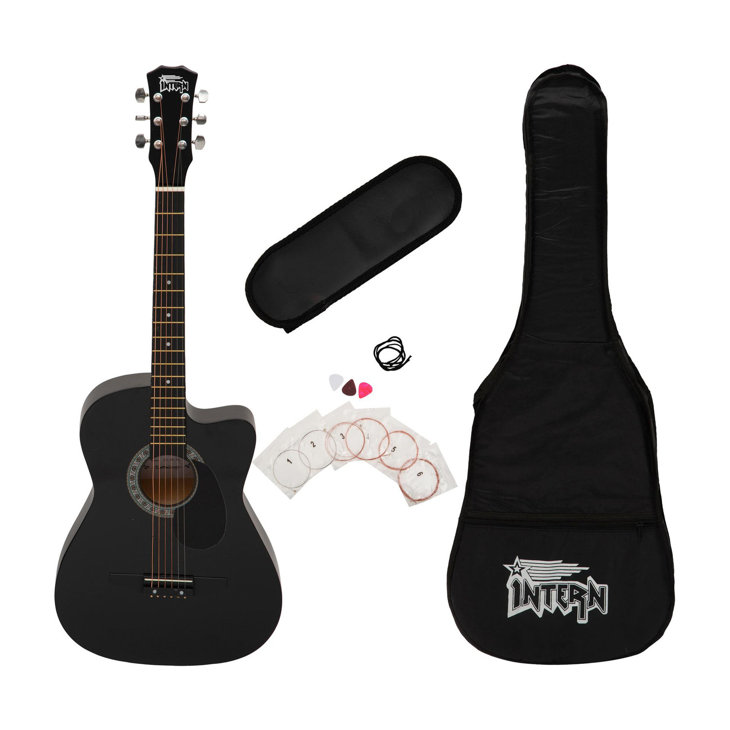 intern INT-38C-BK-G Acoustic Guitar - Image 1