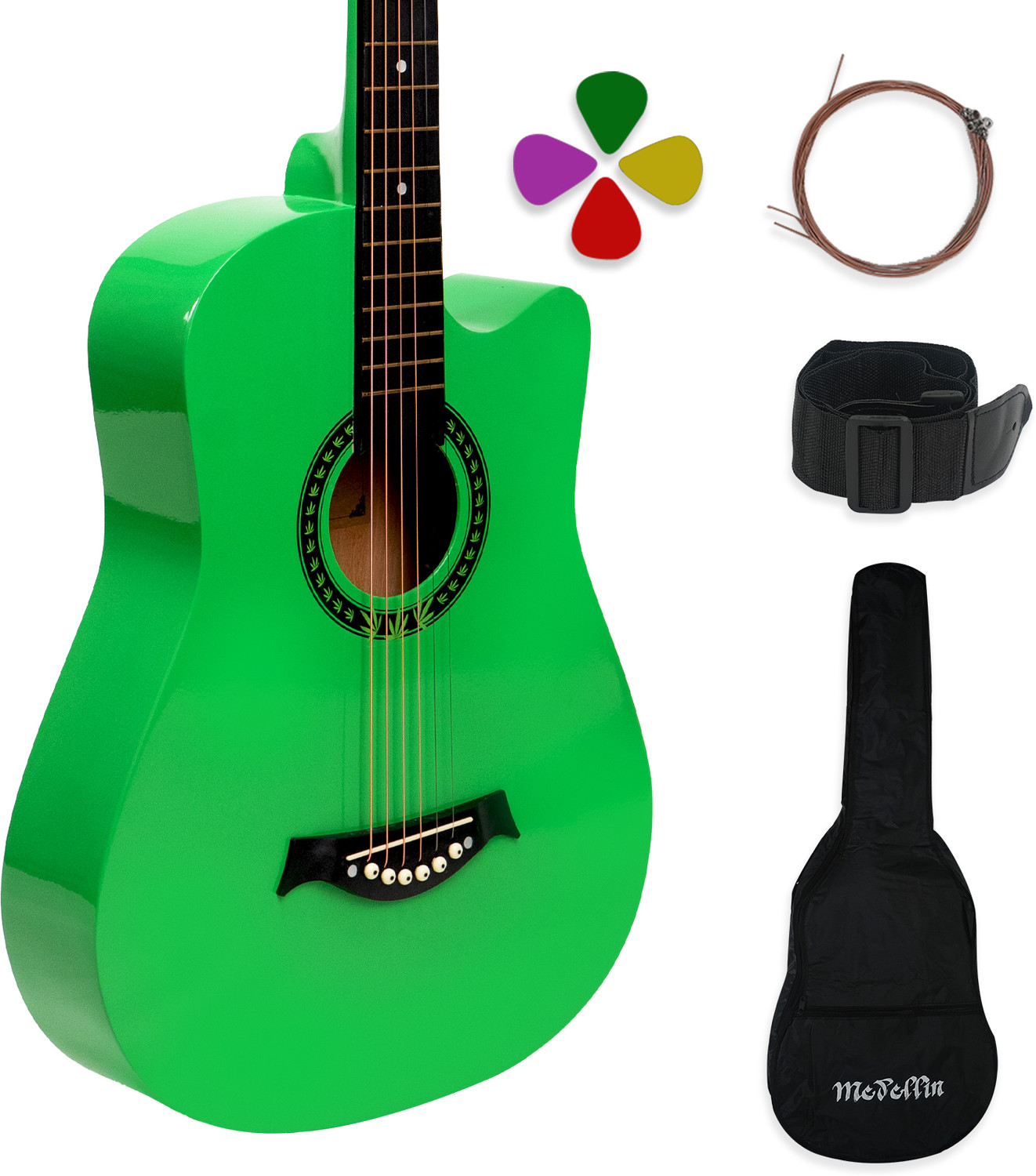 Image of Belear AG36-Pink Dreadnought Travel Guitar Basswood, Linden Wood, Solid Wood Plastic Right Hand Orientation (Pink)