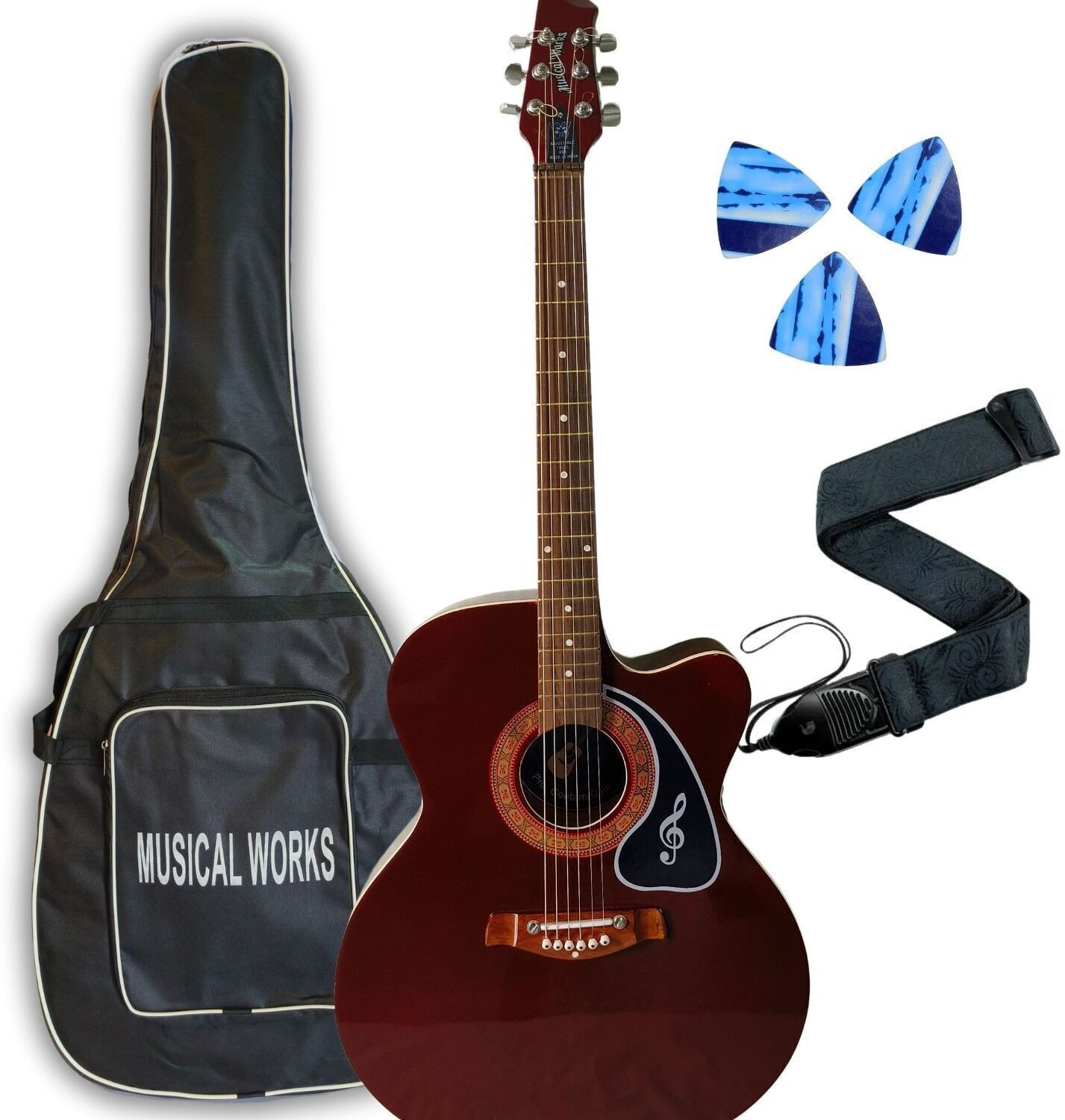 Image of Belear I-280-WBR Couturier 38 Inch Red Spruce Cutaway Acoustic Guitar with Truss Rod Acoustic Guitar Spruce Plastic Right Hand Orientation (Brown)