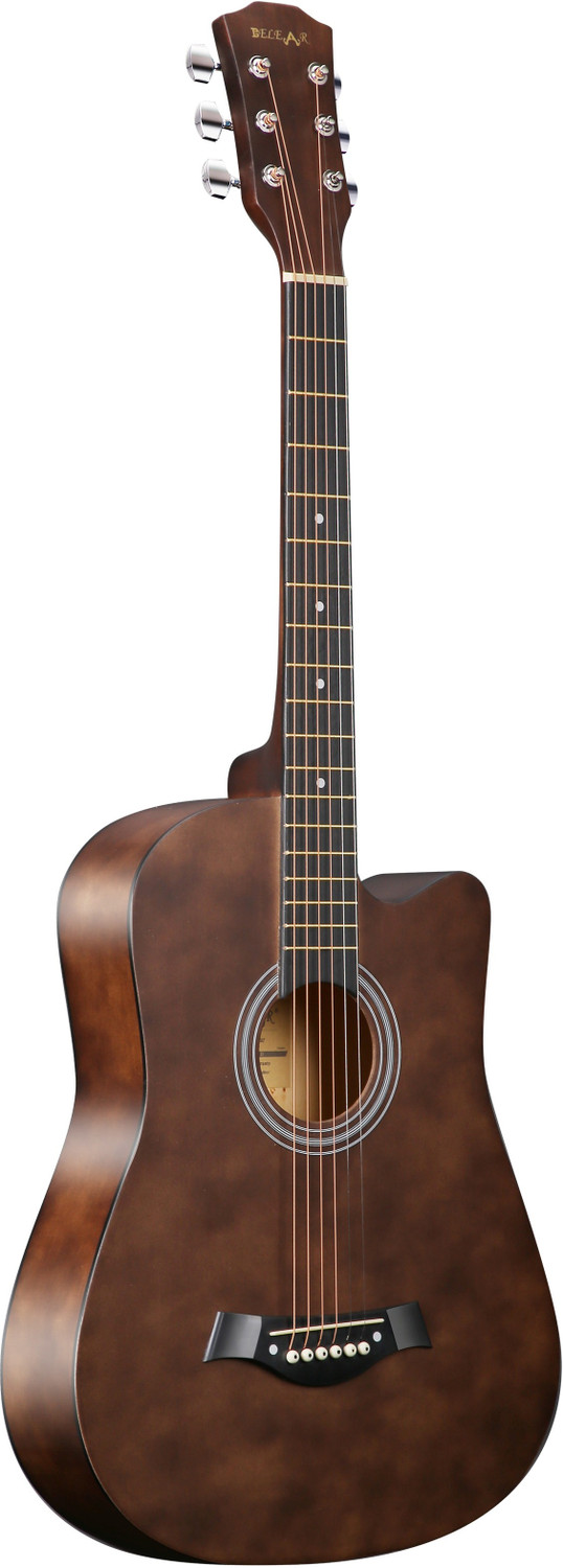 Image of Belear I-280-WBR Couturier 38 Inch Red Spruce Cutaway Acoustic Guitar with Truss Rod Acoustic Guitar Spruce Plastic Right Hand Orientation (Brown)