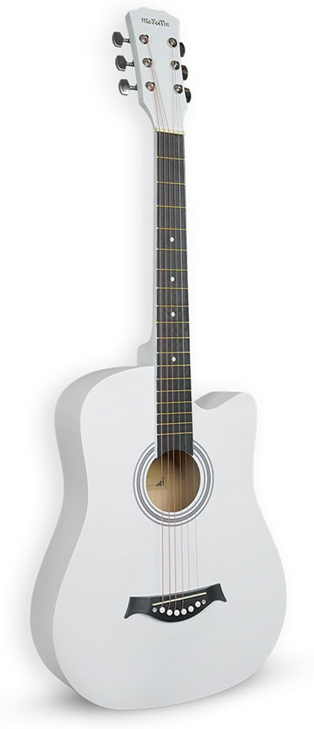 Image of Medellin Acoustic Guitar and Bag (with guitar learning course) White Acoustic Guitar Basswood Rosewood Right Hand Orientation (White)