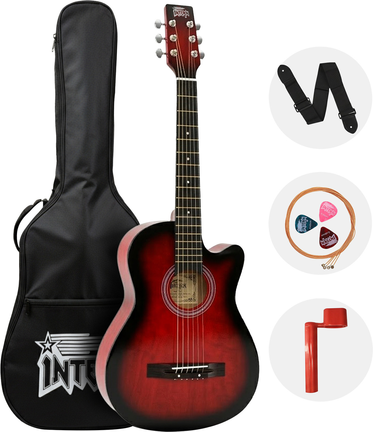 Image of Belear AG36-Pink Dreadnought Travel Guitar Basswood, Linden Wood, Solid Wood Plastic Right Hand Orientation (Pink)