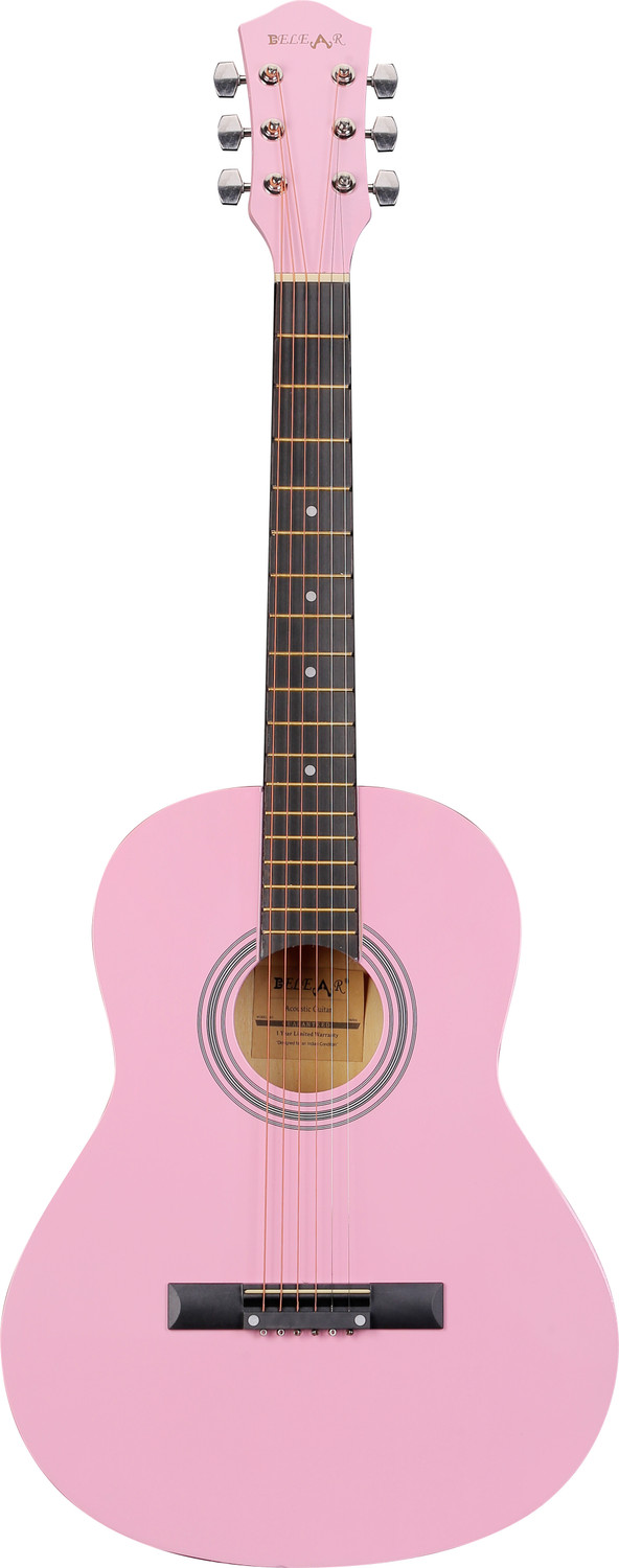 Image of Belear AG36-Pink Dreadnought Travel Guitar Basswood, Linden Wood, Solid Wood Plastic Right Hand Orientation (Pink)