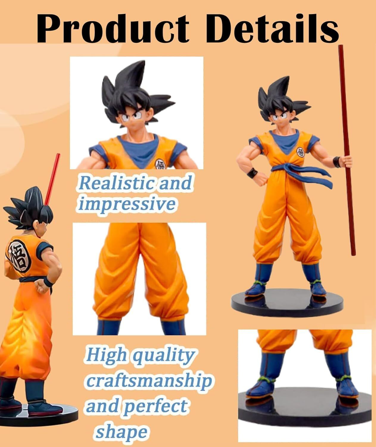 Image of Loot Monkey Dragon Ball Z With Stick Goku 23 cm Anime Action Figure Collectible (Multicolor)