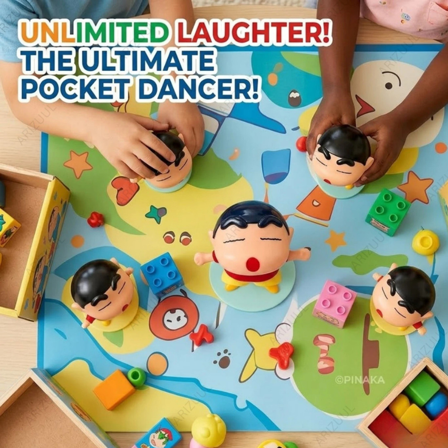 Image of Arizuul Dancing Shinchan Action Figure Toy - Cartoon Character Figure for Kids (Multicolor)