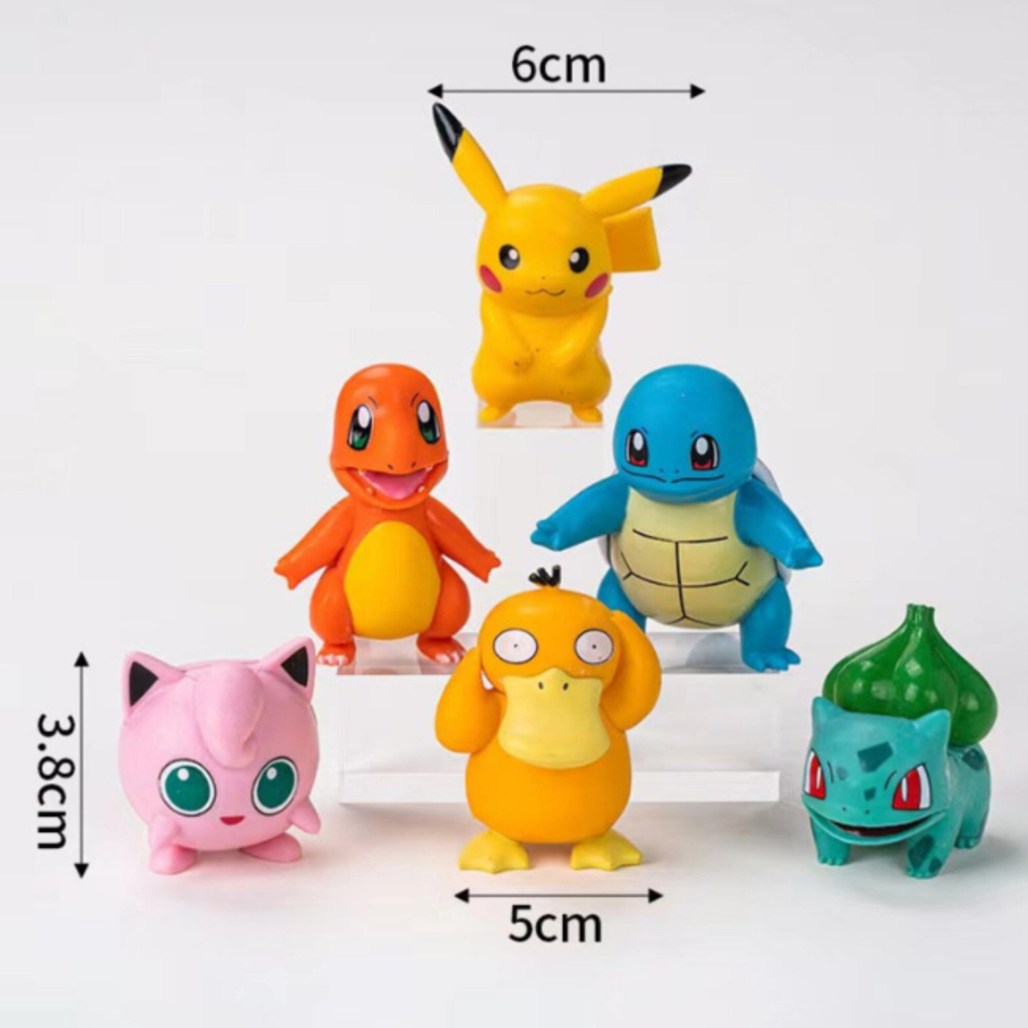 Image of funfob Set of 6 Poke-Mon Action Figures Height -5cm to 9cm (Poke - Basic) (Multicolor)