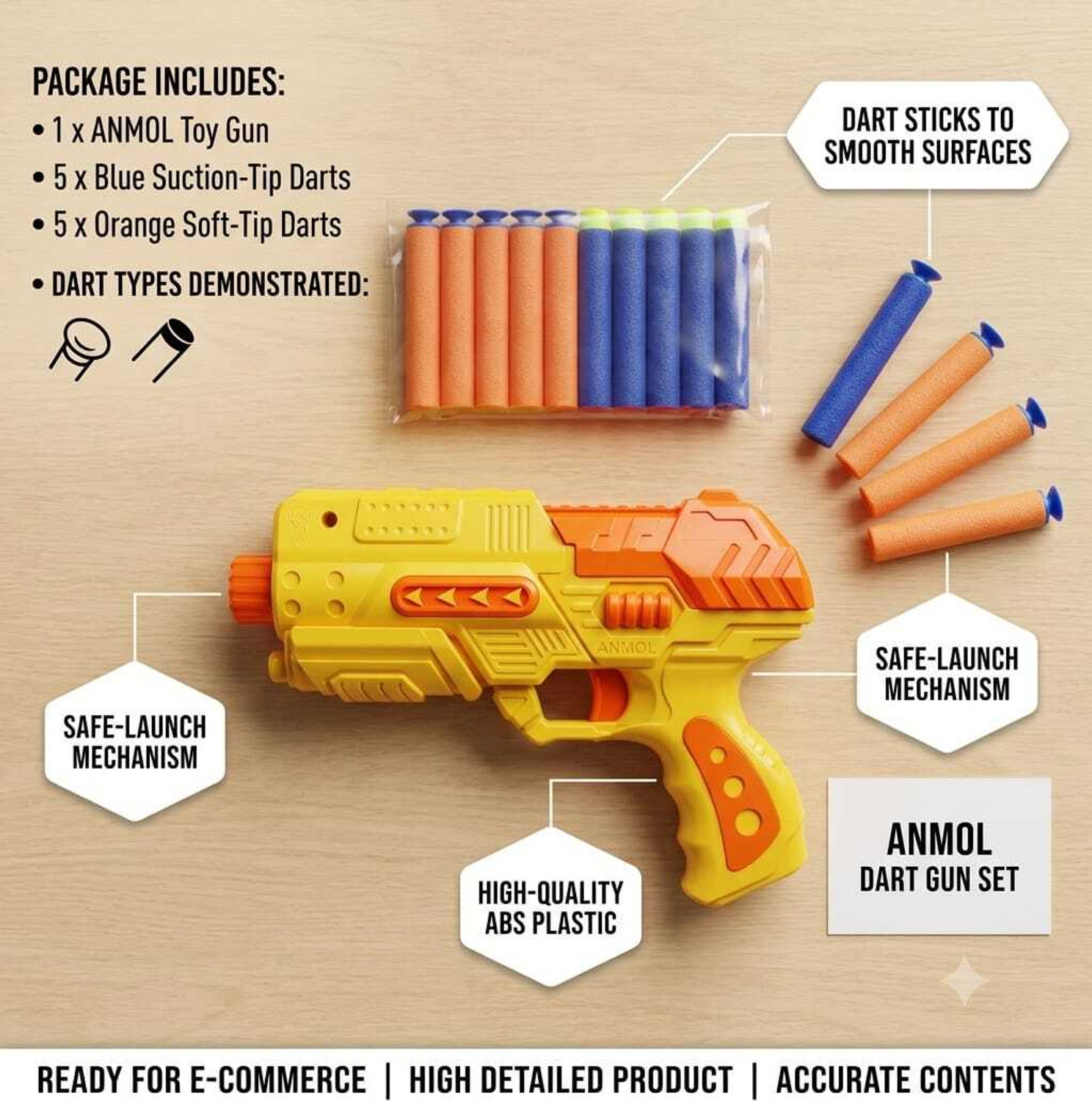 Image of GEX Kids Toy Gun with Soft Bullets & Magazine | Manual Soft Dart | Boys 10+ Years Guns & Darts (Orange)