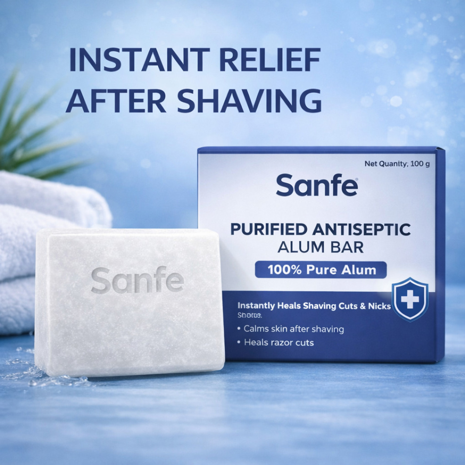 Image of Sanfe Post Shave Alum Bar| Instantly Heals Shaving Cuts & Nicks (100 g)