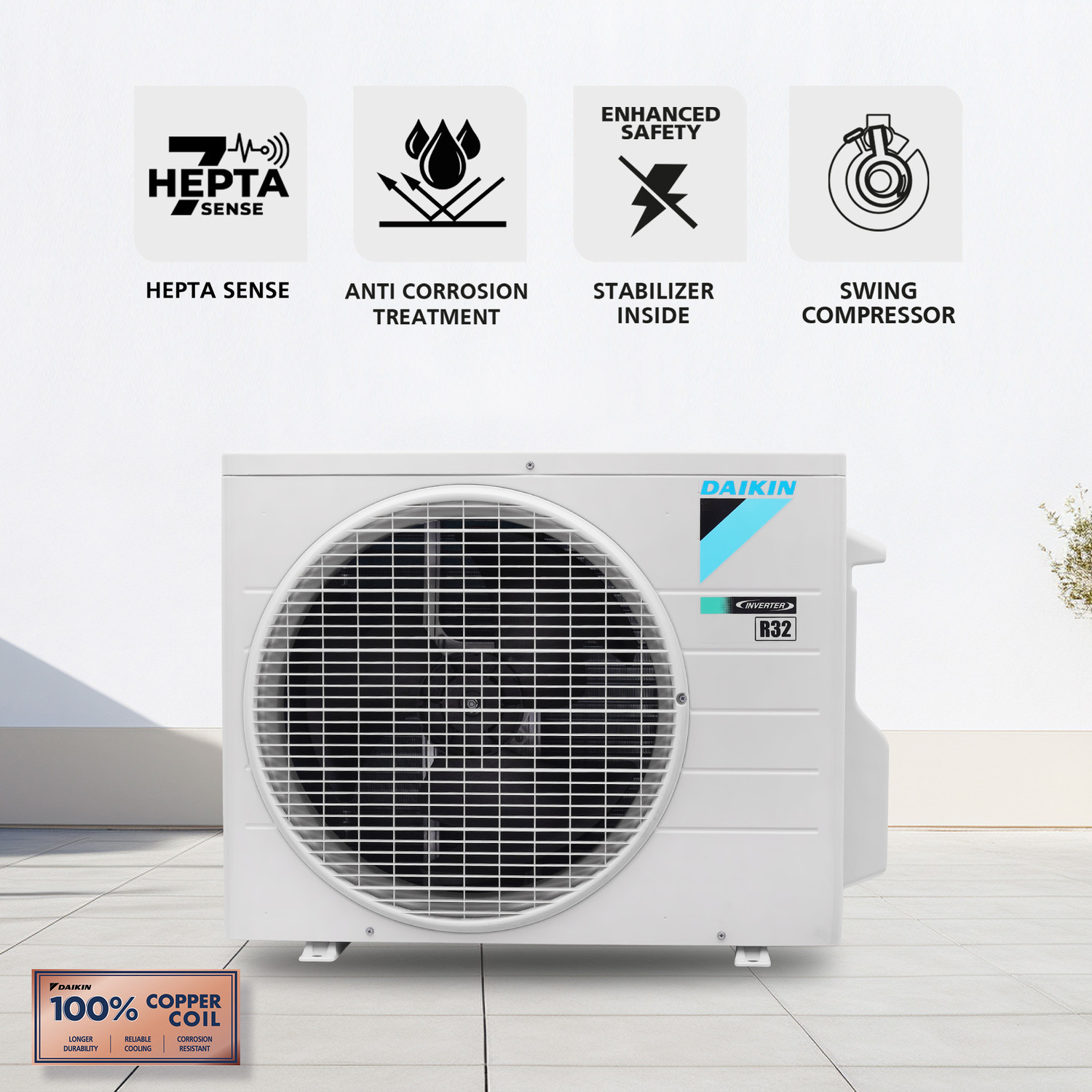 Image of Daikin 2025 Model 1 Ton 5 Star Split Inverter AC (FTKM35XV16VAA, White)