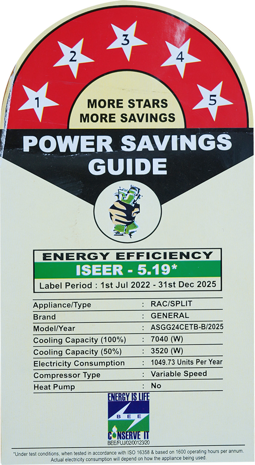 Image of O General 2025 Model 2 Ton 5 Star Split Inverter AC (ASGG24CETB-B, White)