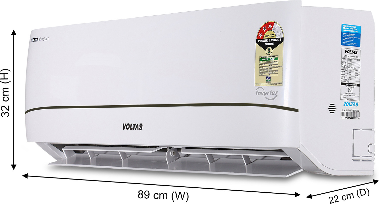 Image of Voltas 2025 Model 1.5 Ton 3 Star Split Inverter with Wi-fi AC (SAC 183V VERTIS ZENITH GOLD, White)