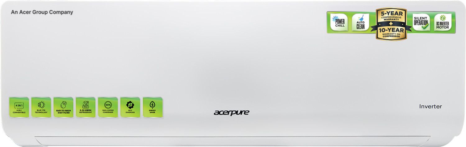 Image of Acerpure 2025 Model 1.5 Ton 5 Star Split Inverter 4 in 1 convertible design,Anti-virus Filter, Blue Fin Technology AC (SAC5251.5TW5, White, Orange)