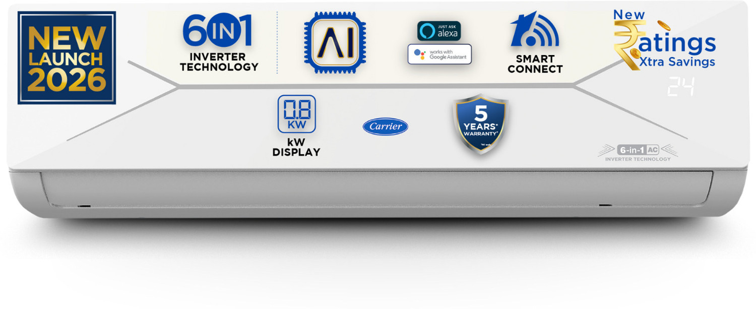 Image of Voltas 2024 Model 1.5 Ton 5 Star Split Inverter with Wi-fi AC (185V VERTIS SMART ELITE GOLD(4503702), White, Gold)