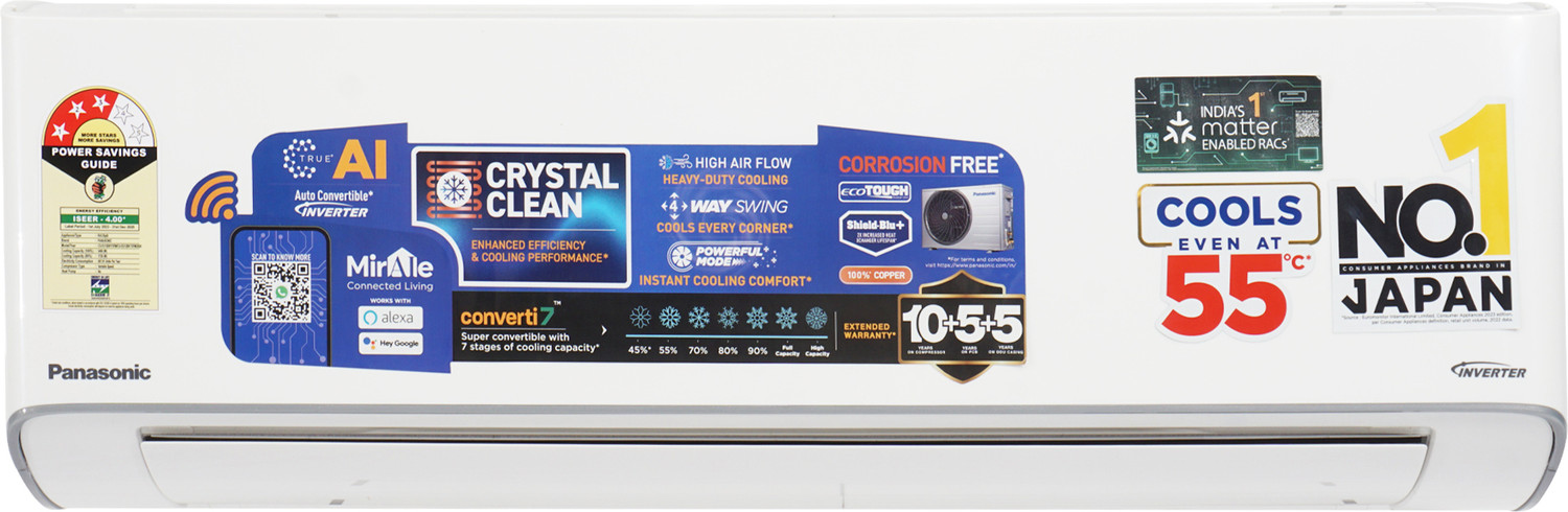 Image of Panasonic 2025 Model 1 Ton 5 Star Split Inverter with Wi-fi AC (CS-EU12BKY5 /CU-EU12BKY5, White)