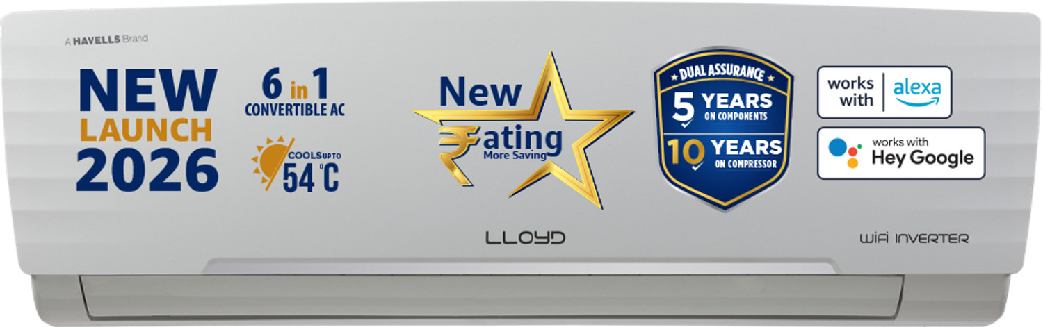 Image of Lloyd 2023 Model 1 Ton 3 Star Split Inverter AC (GLS12I3FOSEV, White)