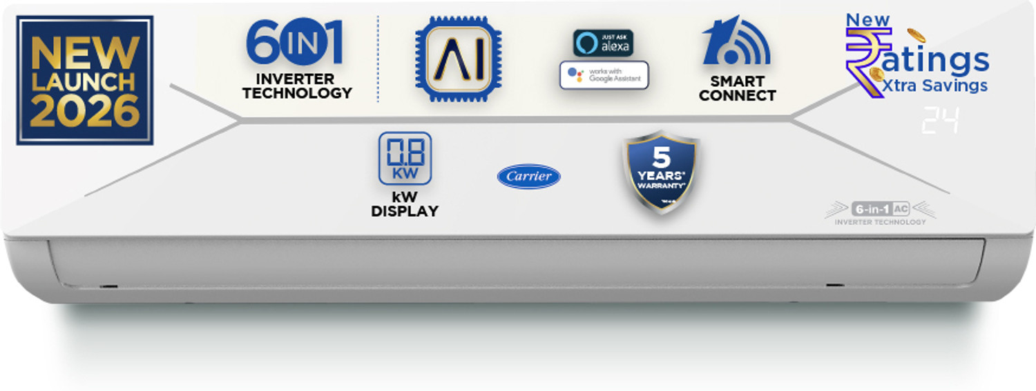 Image of CARRIER 2026 Model 1 Ton 3 Star Split Inverter AC (CAI12PL3R36F0, White)