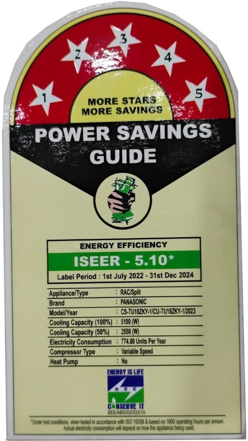 Image of Panasonic 2023 Model 1.5 Ton 5 Star Split Inverter AC (CS-TU18ZKY-1 /CU-TU18ZKY-1, White)