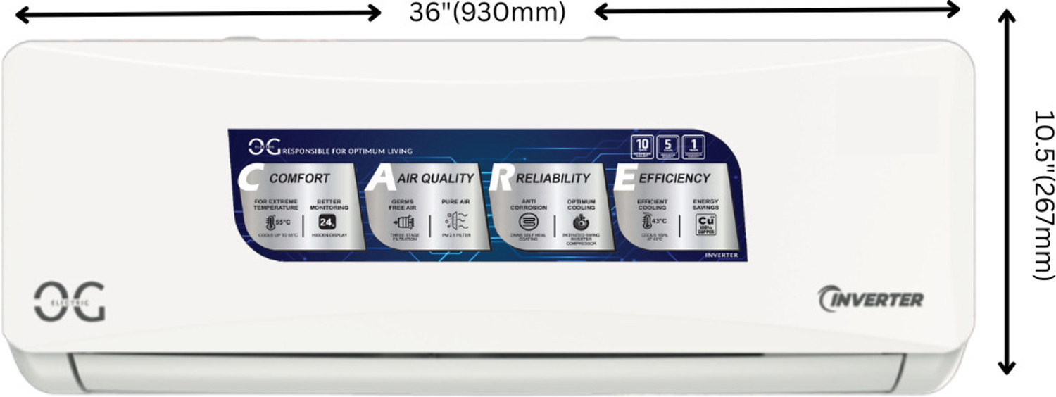 Image of OG Electric 2025 Model 1.5 Ton 3 Star Split Inverter AC (ASG183IOG-B, White)