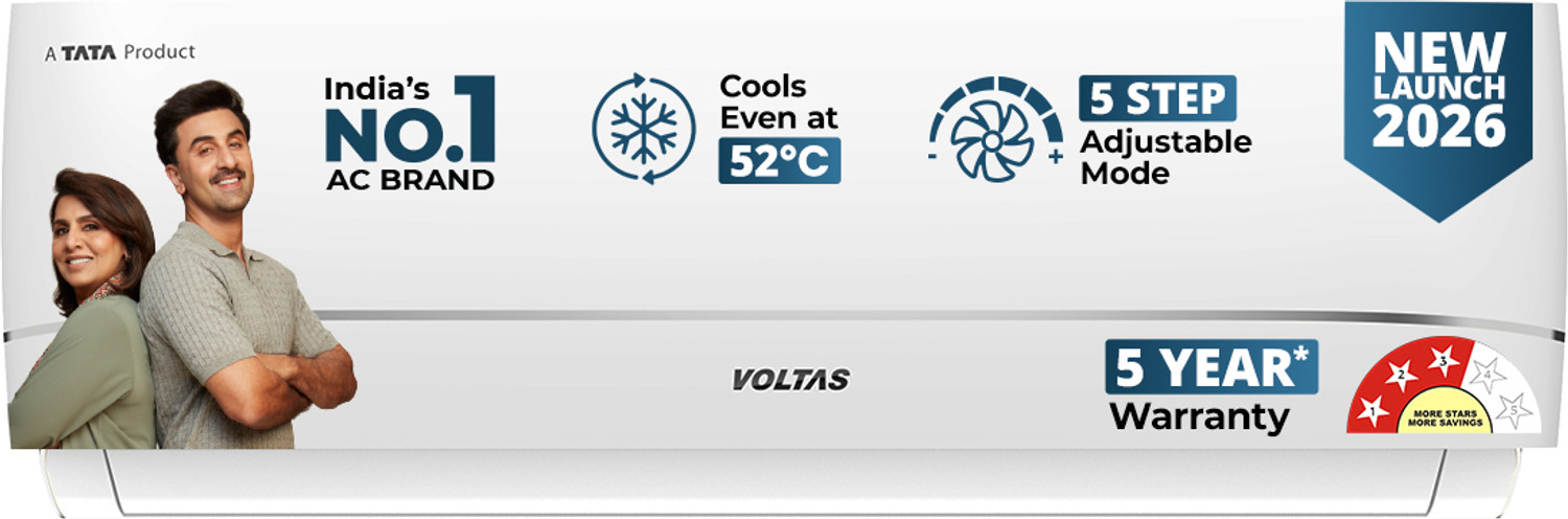 Image of Voltas 2025 Model 1.5 Ton 3 Star Split Inverter with Wi-fi AC (SAC 183V VERTIS ZENITH GOLD, White)