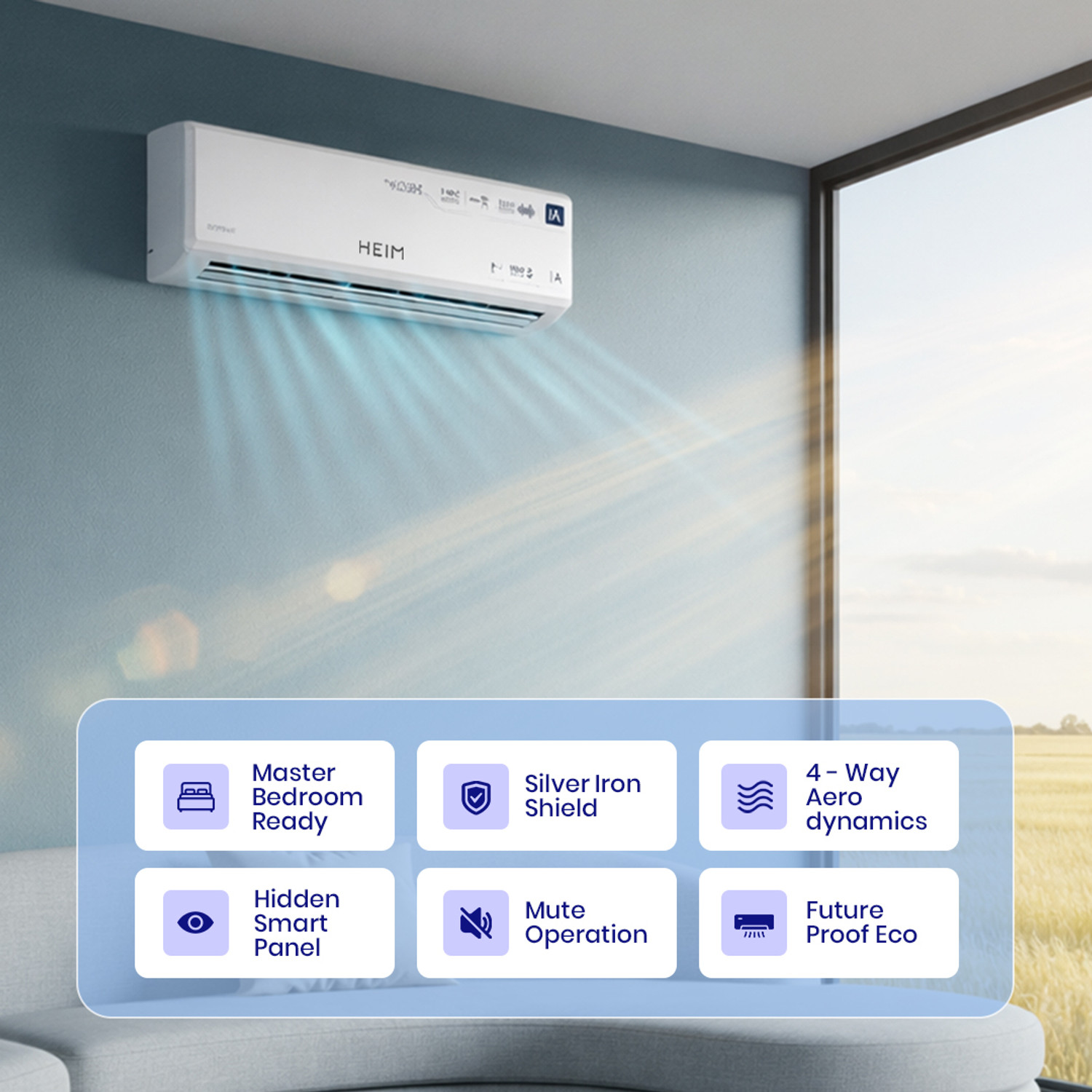 Image of Heim 2025 Model 1 Ton 5 Star Hot and Cold Split Inverter with Wi-fi AC (AC 03, White)