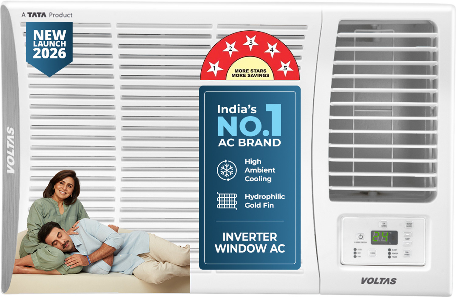 Image of Voltas 2025 Model 1.5 Ton 3 Star Window Fixed Speed AC (183 VECTRA PRISM-1(4011499), White)