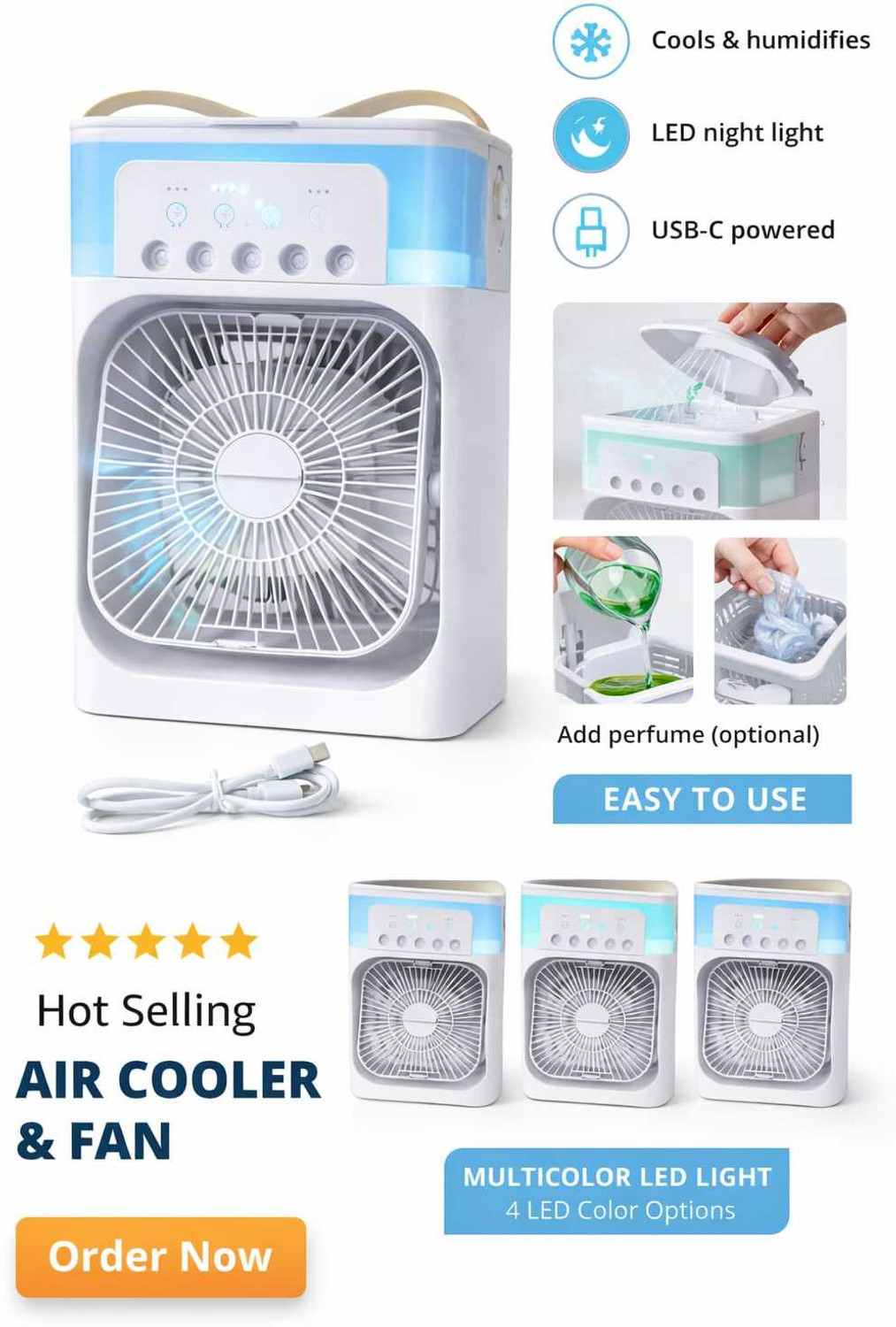 Image of VariyaStore 3.99 L Room /Personal Air Cooler (White, 3D Air Cooler Fan)