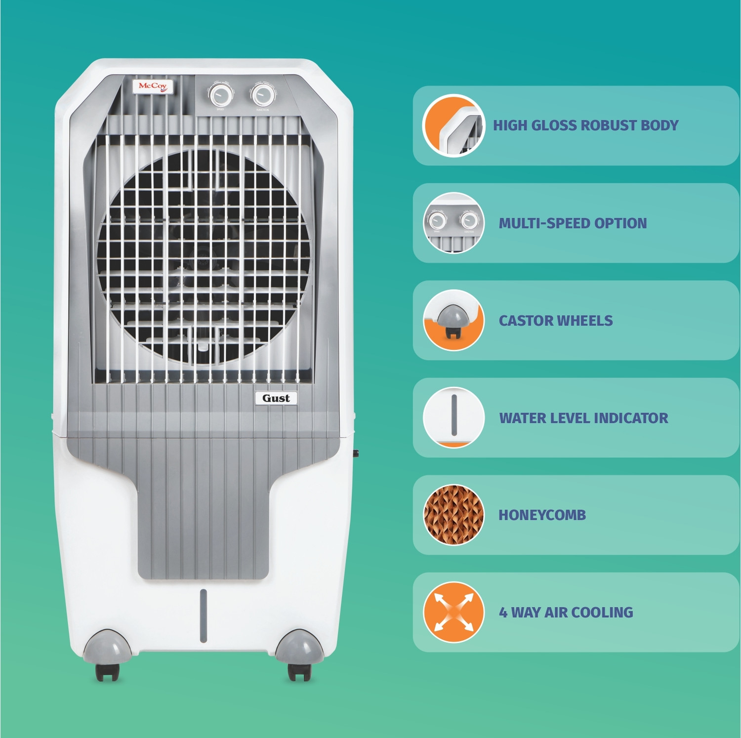 Image of Mccoy 90 L Desert Air Cooler (White, Gust 90 L HC)
