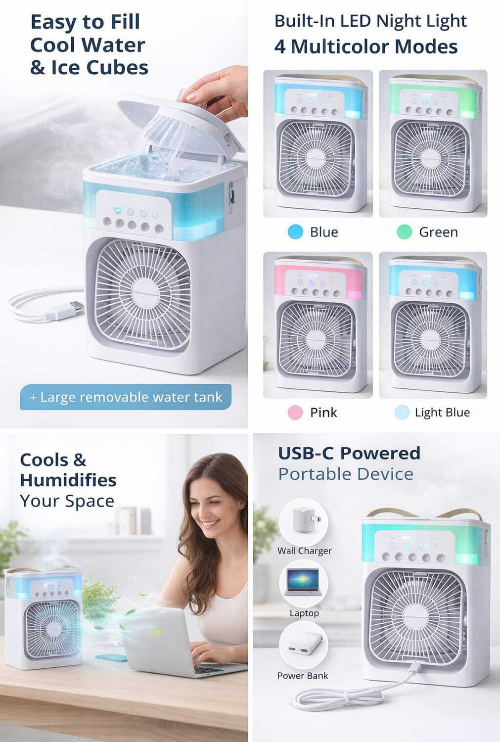 Image of VariyaStore 3.99 L Room /Personal Air Cooler (White, 3D Air Cooler Fan)