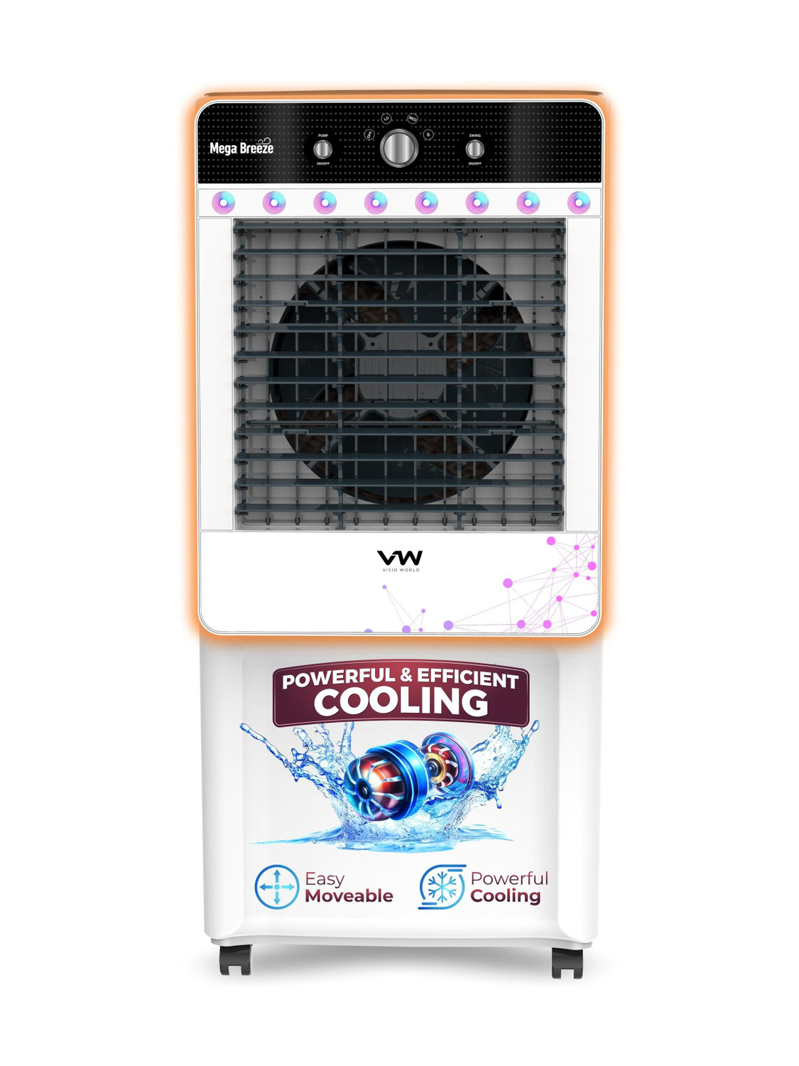 VW 100 L Desert Air Cooler With Ambient Lights and 3 side Honeycomb