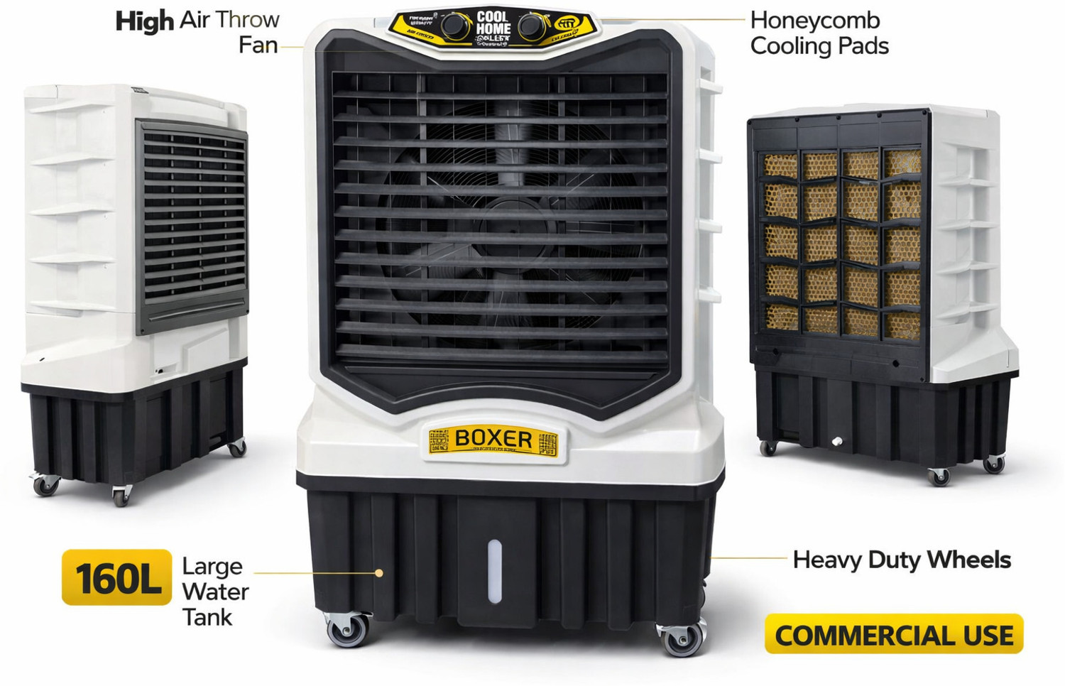 Image of SummerBreeze 160 L Desert Air Cooler (White, Black, 160l Desert cooler)